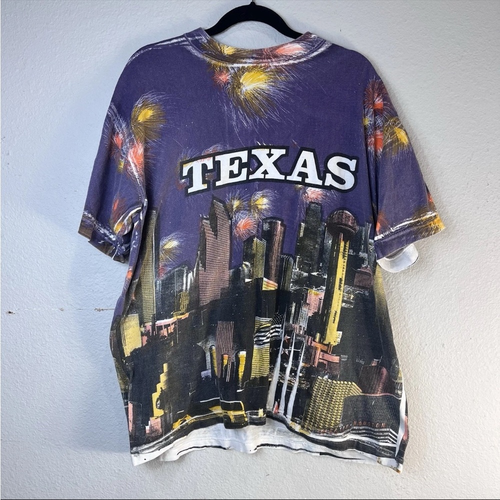 Vintage Texas Dallas Houston T Shirt Men’s XL Accord All Over Print AOP